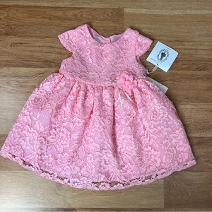 Special Occasion Pink Floral Lace Formal Dress Baby Toddler Girl Size 24 Months